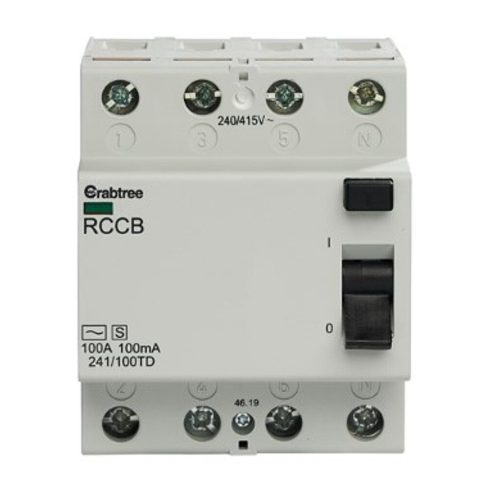 Crabtree 241/100Td 100A 100Ma 4 Module Time Delay Rccb 5013601019703