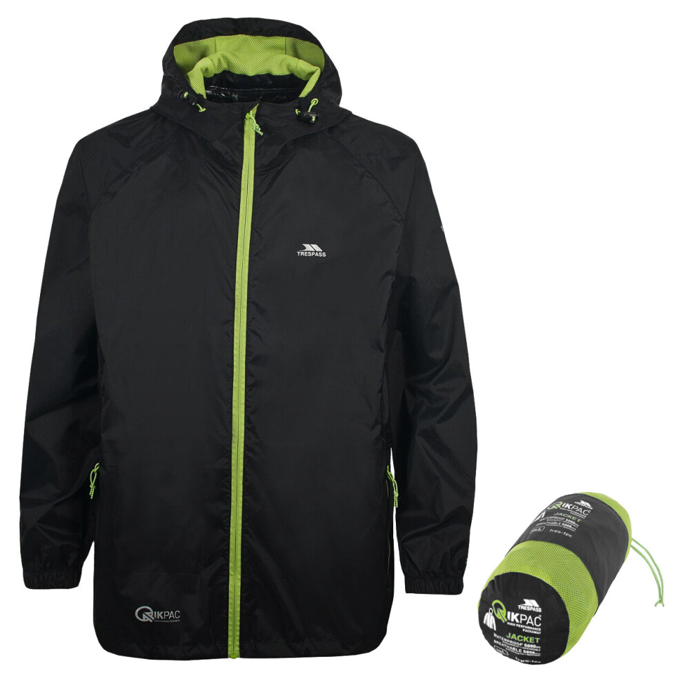Trespass (M, ) Adults Waterproof Jacket Packaway Qikpac Black