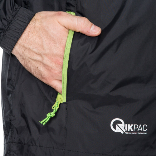 Trespass (M, Black) Trespass Adults Waterproof Jacket Packaway Qikpac 2