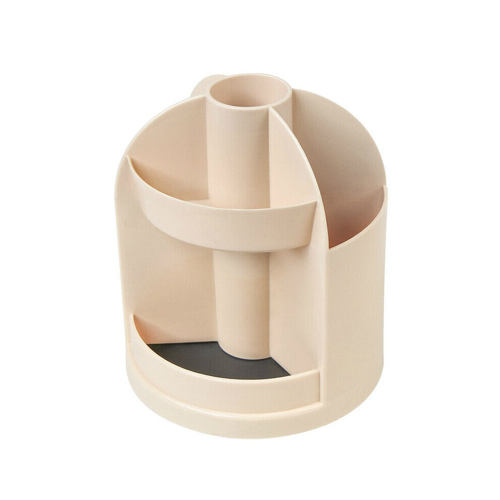 (Beige) 3 Colors Rotating Pen Holder Plastic Space-saving Desktop Storage Box Stationery Home School Supplies
