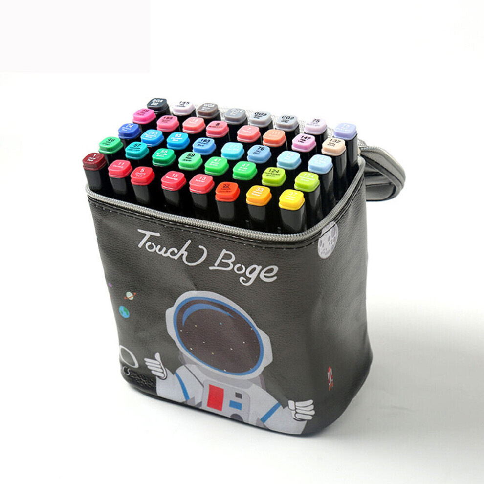 (40 colors) 40/80/120/168 Colors Marker Pen Storage Bag Square Shape Large Capacity Leather Multifunction Color Storage Bag Pencil Case Supplies(Square Version)