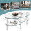 Costway 3-Tire Modern Oval Tea Table Side Table Tempered Glass Coffee Table 9