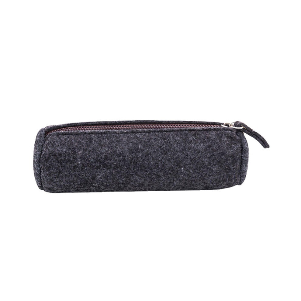 (Black, Round Shape) 1pcs Felt Pencil Bag Pencil Case School Office Supplies Stationery Pouch Purse Storage Makeup Bags School Students Supplies