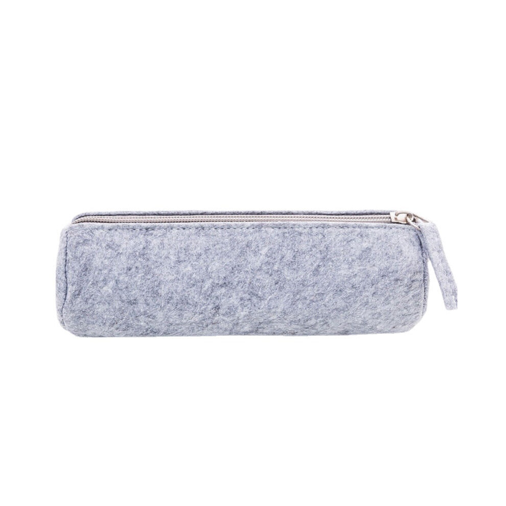 (Gray, Round Shape) 1pcs Felt Pencil Bag Pencil Case School Office Supplies Stationery Pouch Purse Storage Makeup Bags School Students Supplies