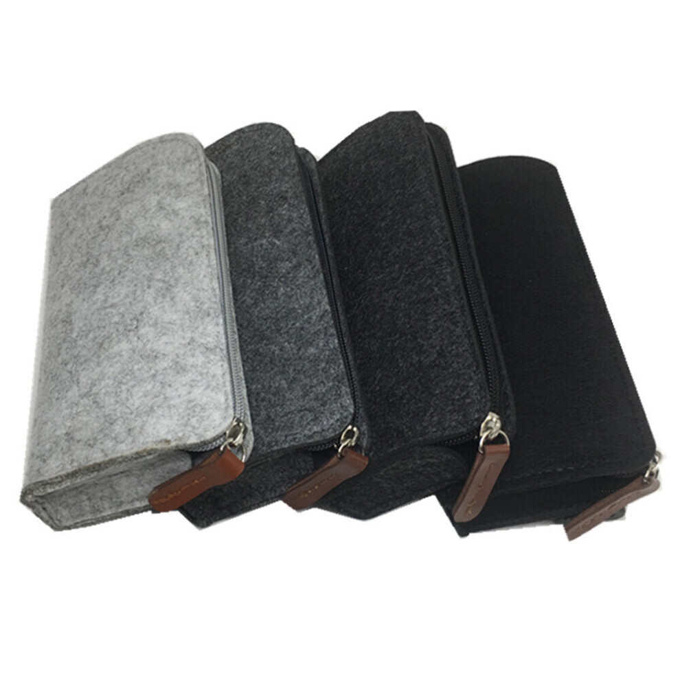 Photos - Other Office Equipment GreenZech  1 Pcs Felt Pen Bag Pure Color Pencil Case Round Flat Bag Zipper Glasses Bag Storage Box Pouch for Office (Black grey, Round)