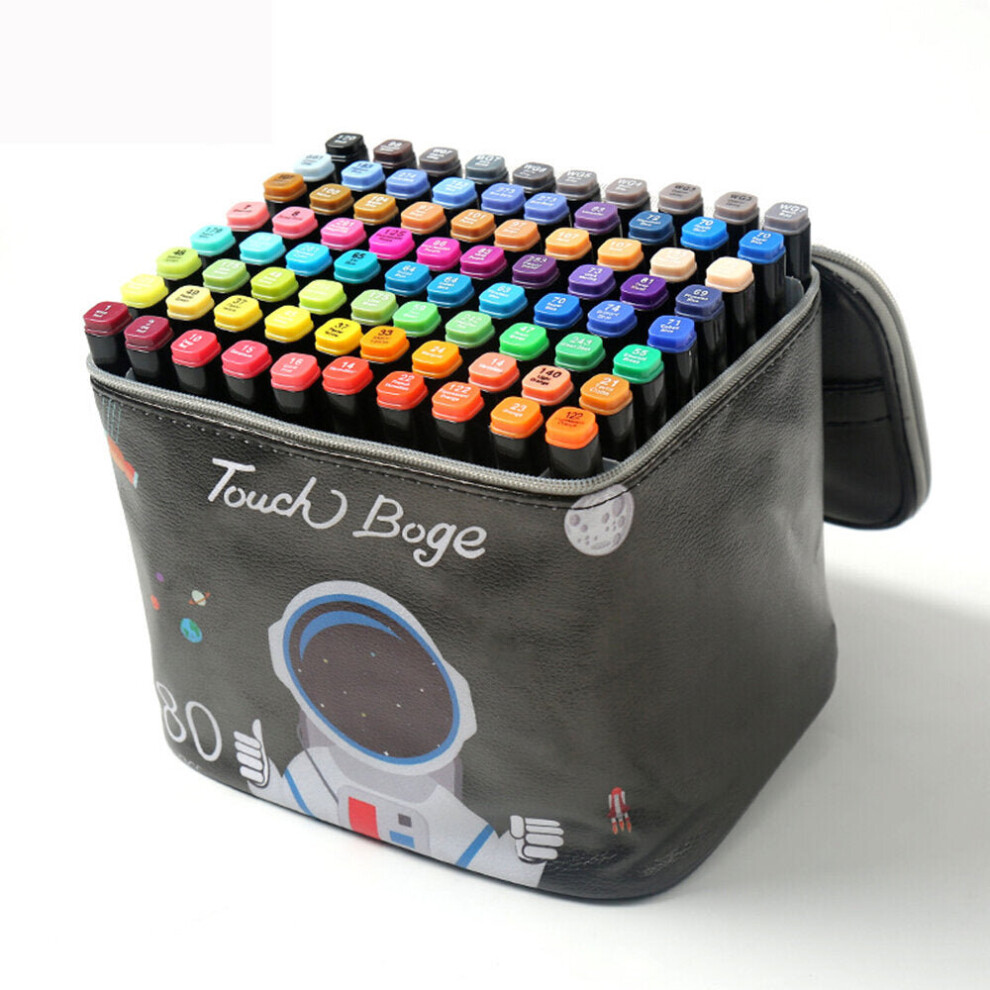 (80 Colors) 40/80/120/168 Colors Marker Pen Storage Bag Square Shape Large Capacity Leather Multifunction Color Storage Bag Pencil Case Supplies(Square Version)