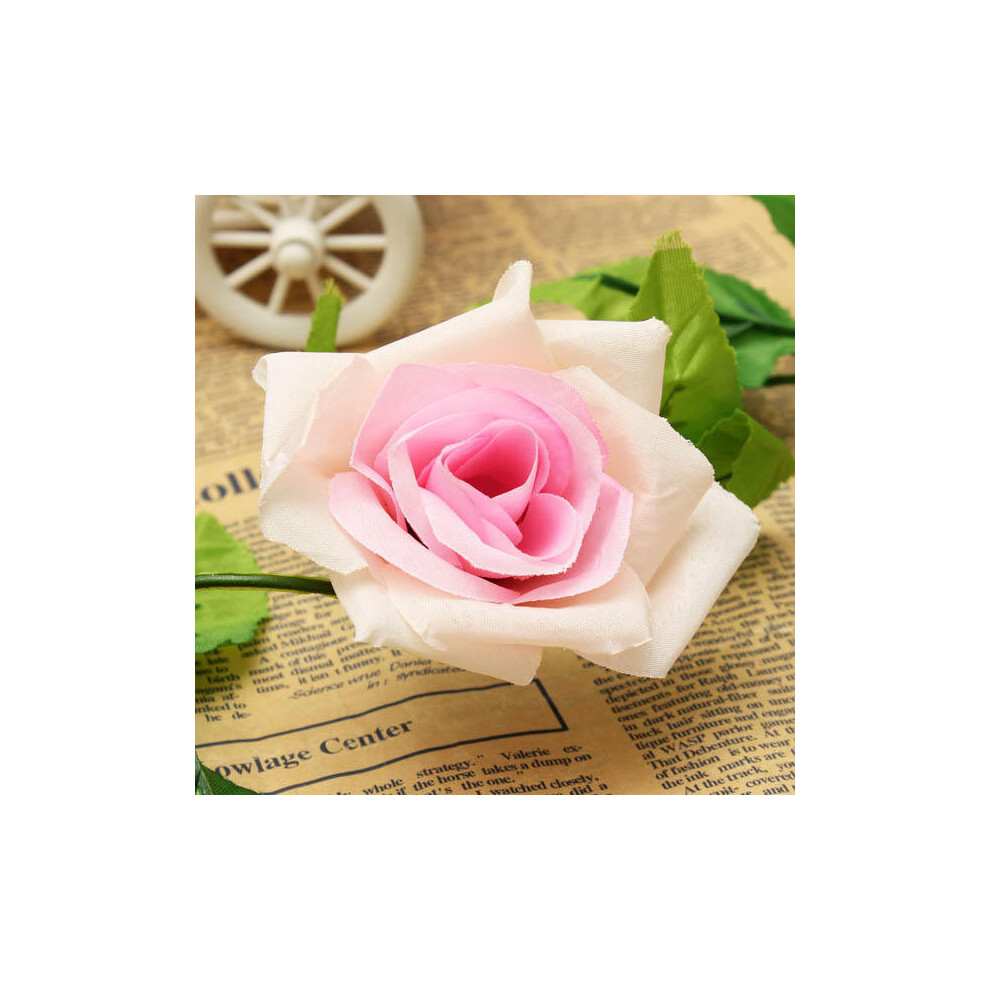 (Pink) 2.4m Artificial Plastic Rose Flower Green Leaves Garland Home Garden Wedding Party Decorations