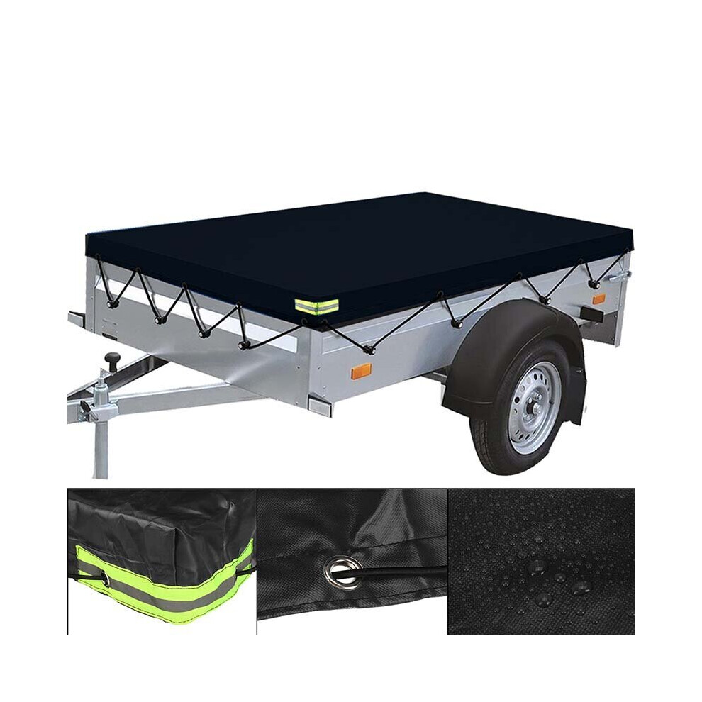 (140x105x8cm) 600D Trailer Cover Heavy Duty PVC Waterproof Windproof Dust Protector With Rubber Belt 120-140 cm