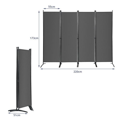 Costway 4-Panel Room Divider 173cm Folding Privacy Screen Portable Divider 1