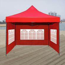 (Red) 3x4m 3 Side Wall Gazebo Tent Cover Waterproof Marquee Party Wedding Sunshade Shelter Camping Tent with Window