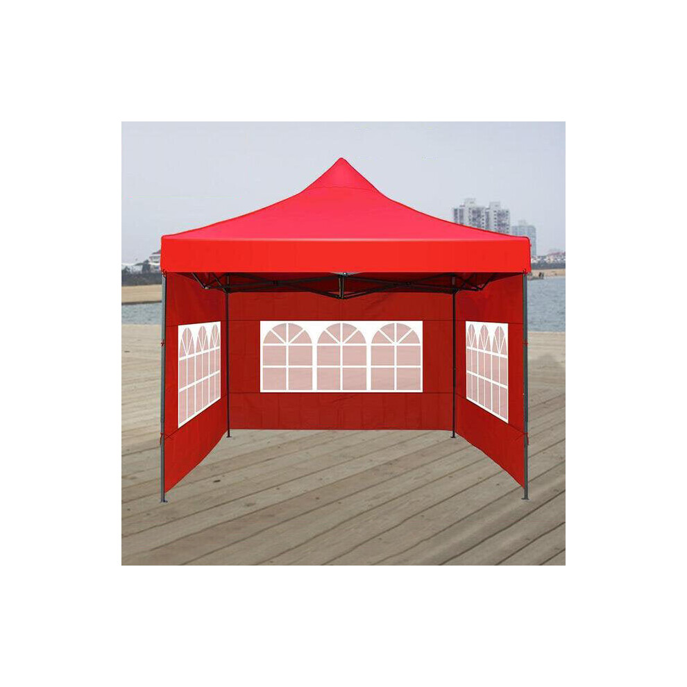 (Red) 3x4m 3 Side Wall Gazebo Tent Cover Waterproof  Marquee Party Wedding Sunshade Shelter Camping Tent with Window