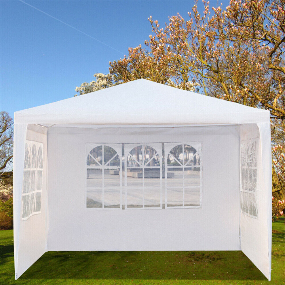 (White) 3x4m 3 Side Wall Gazebo Tent Cover Waterproof  Marquee Party Wedding Sunshade Shelter Camping Tent with Window