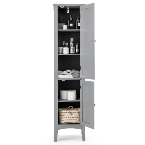 Costway 5 -Tier Bathroom High Storage Cabinet Freestanding Organizer 2 Shelves