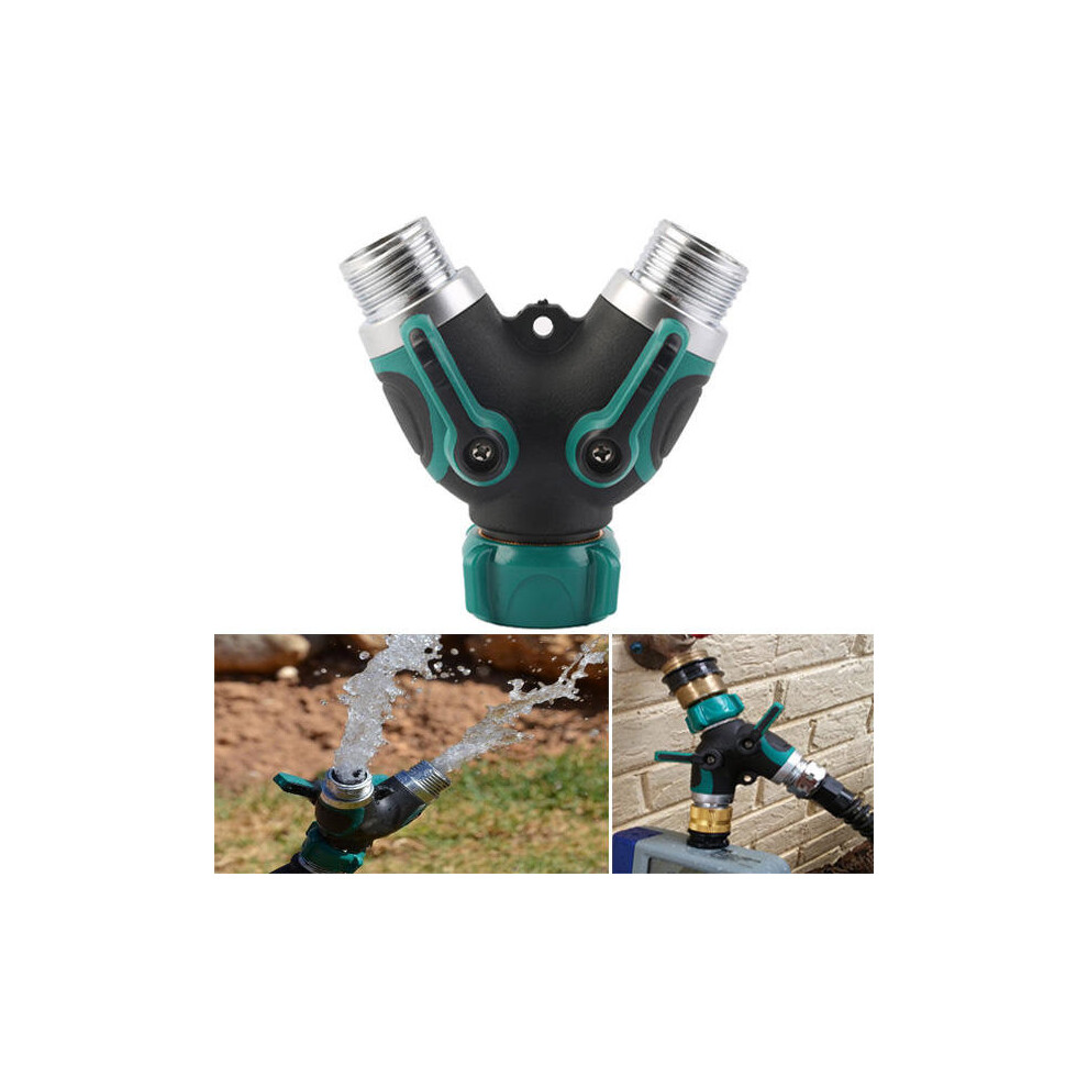 3/4 Inch Garden Hose 2 Way Splitter Valve Water Pipe Faucet Connector US Standard Thread