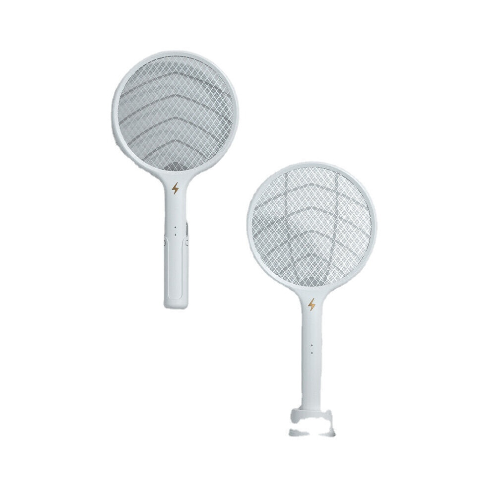 (White, Type B) 2 in 1 Mosquito Swatter Handheld Wall-mounted Dual Use USB Rechargeable Household Killer Mosquito Lamp Mosquito Dispeller