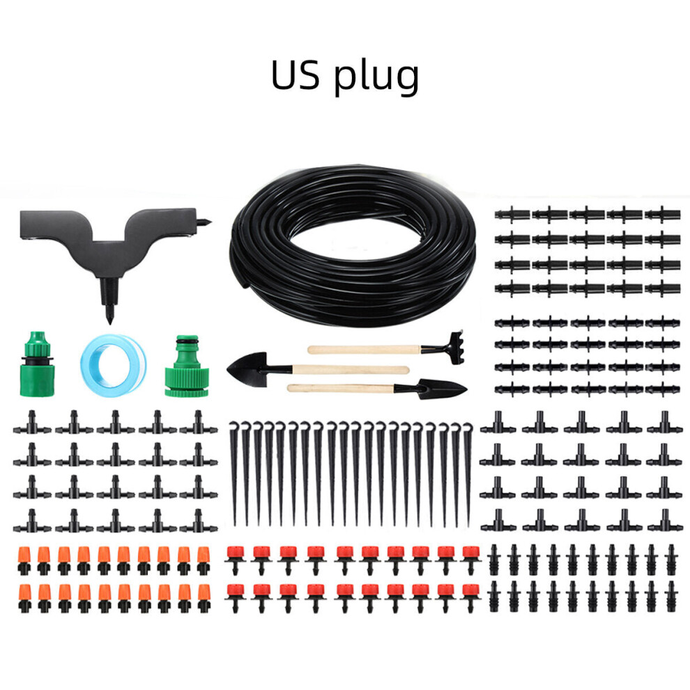 (US Plug) 15M Micro Drip Irrigation Kit Drip UV-resistant Automatic Irrigation System for Greenhouse Garden Patio