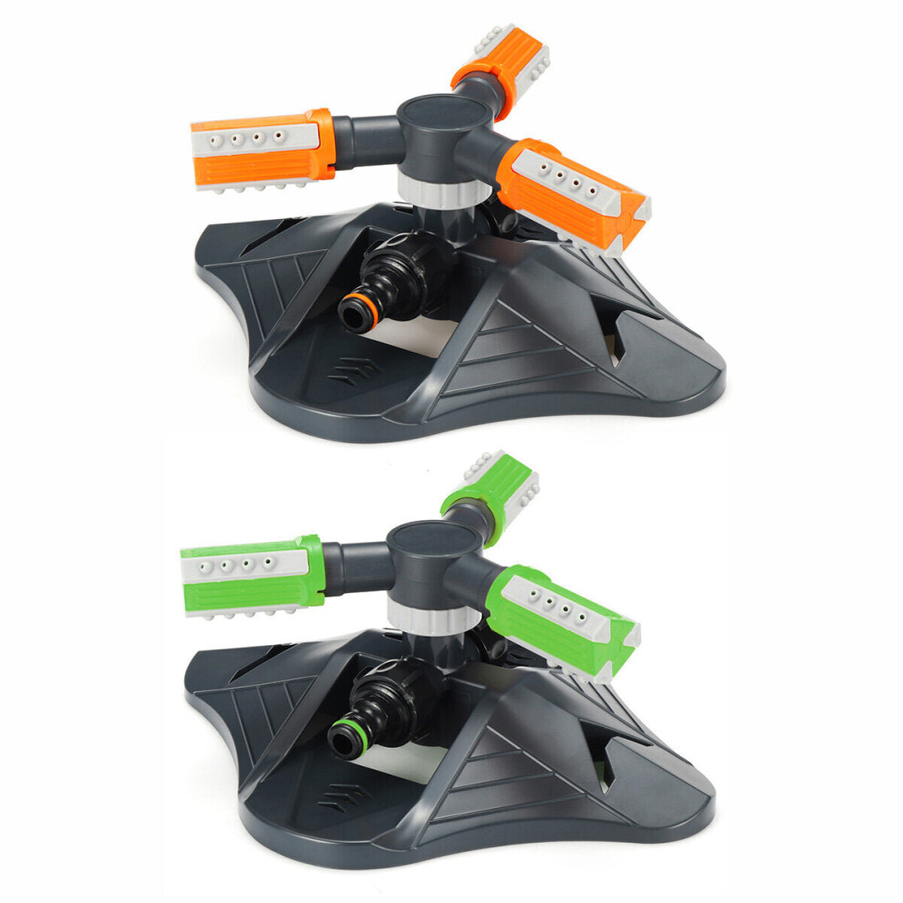 (Green) 3 Arms Automatic 360 Rotation Lawn Sprinkler Spray Head Garden Irrigation Watering Tool