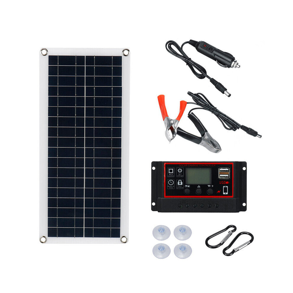 (40A) 18V Solar Power System Waterproof Emergency USB Charging Solar Panel With 40A/50A/60A Charger Controller Kit Camping Travel Power Generation