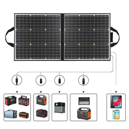 50W 18V Portable Solar Panel Foldable Solar Charger for Camping Power Generator 2