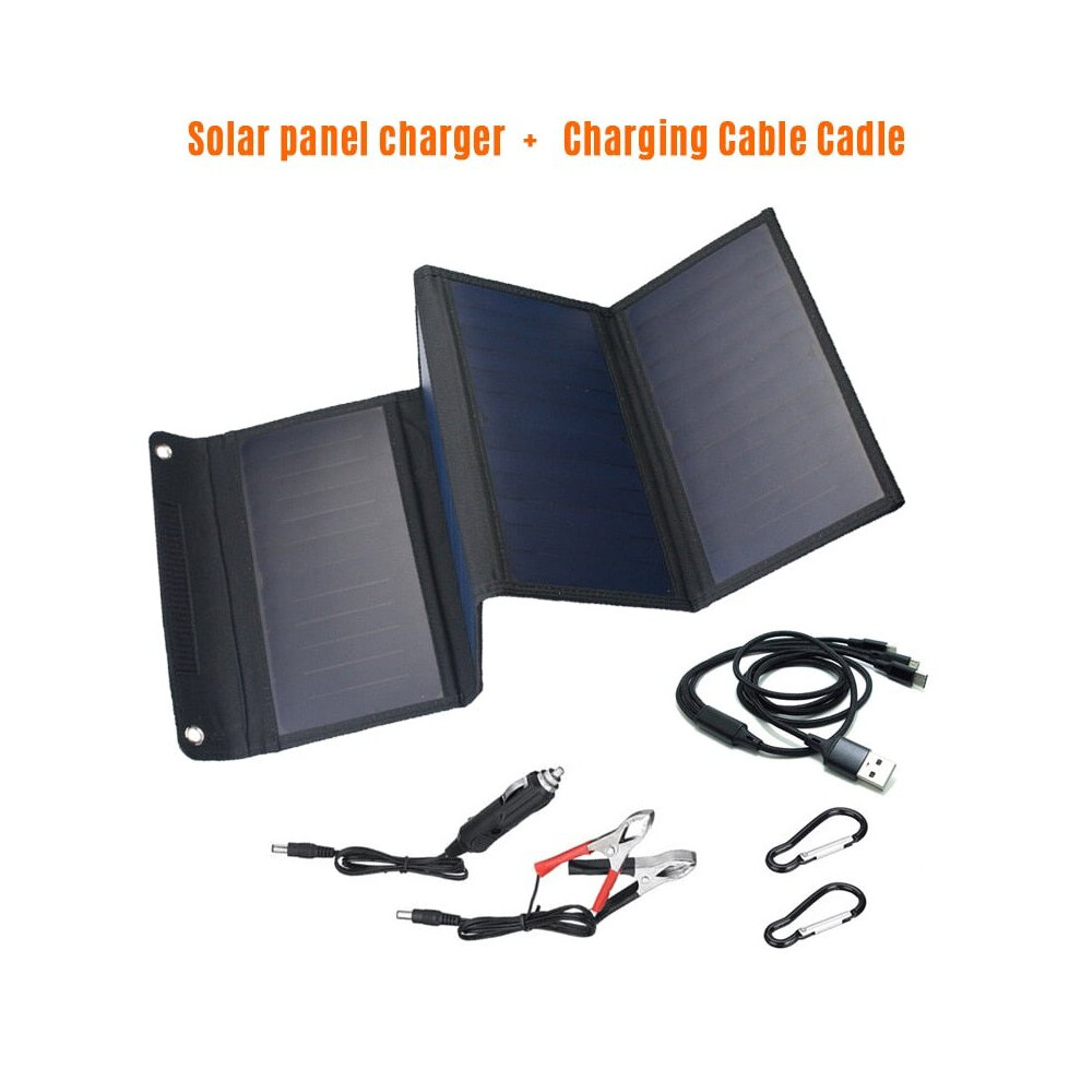 (charger wi cable) 28W Solar Panels Portable Folding Foldable Waterproof Dual 5V/2.1A USB DC 18V 12V Solar Panel Charger for Phone Car RV Battery