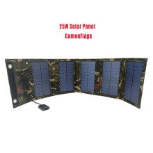 (Green Camouflage) 25W Solar Panel Foldable Portable Waterproof USB EnergyHiking Solar Cell Charger for iPhone iPad Macbook Huawei Camping