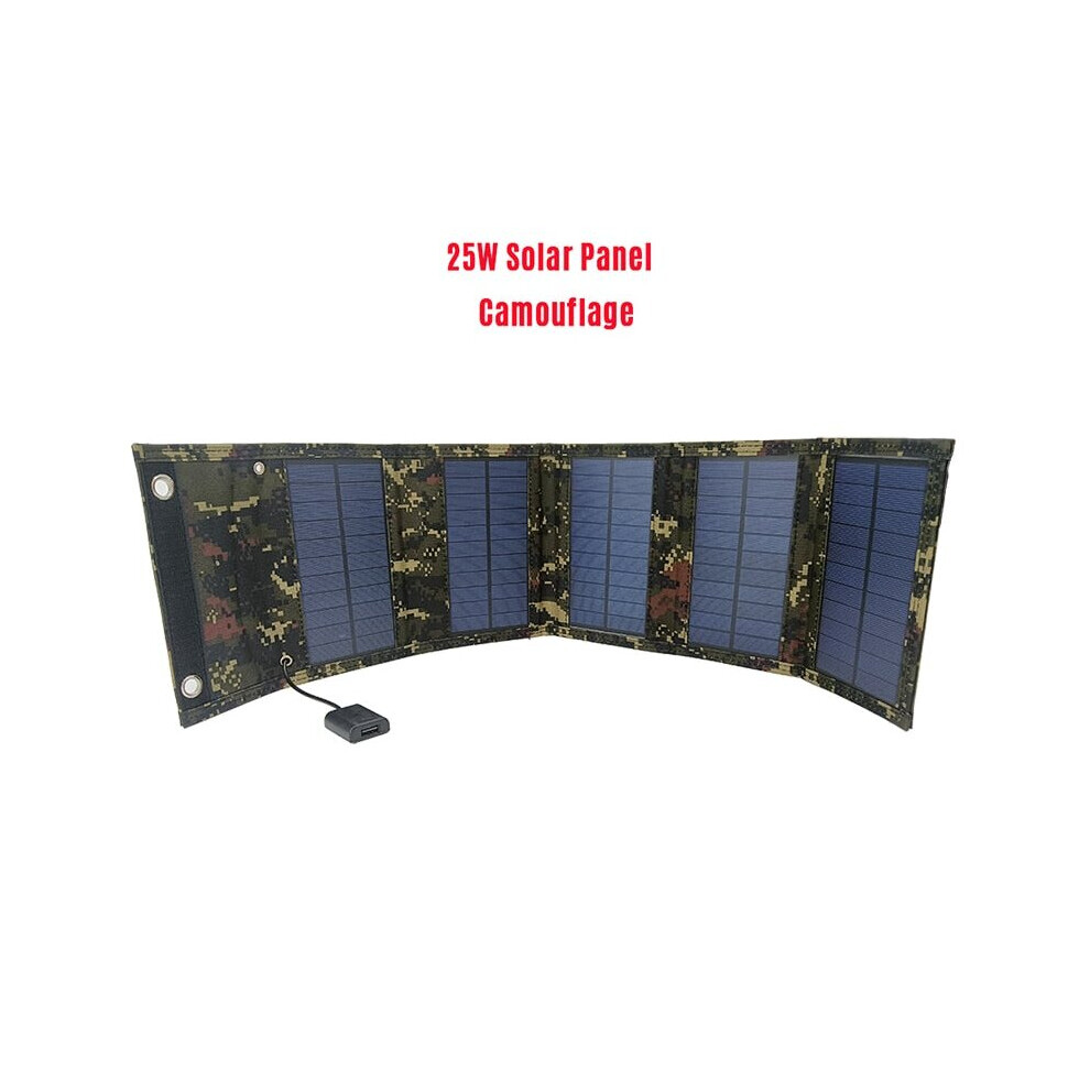 (Green Camouflage) 25W Solar Panel Foldable Portable Waterproof USB EnergyHiking Solar Cell Charger for iPhone iPad Macbook Huawei Camping