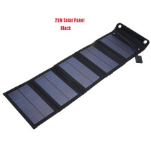 (Black) 25W Solar Panel Foldable Portable Waterproof USB EnergyHiking Solar Cell Charger for iPhone iPad Macbook Huawei Camping
