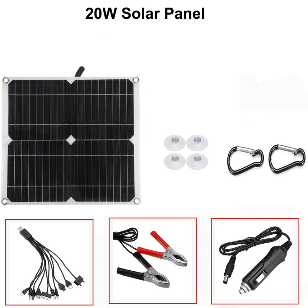 (Only Panel) 20W Solar Panel USB 5V DC 12V With 10/20/30A Controller Flexible Solar cells for Car Yacht Battery Charger Camping Waterproof