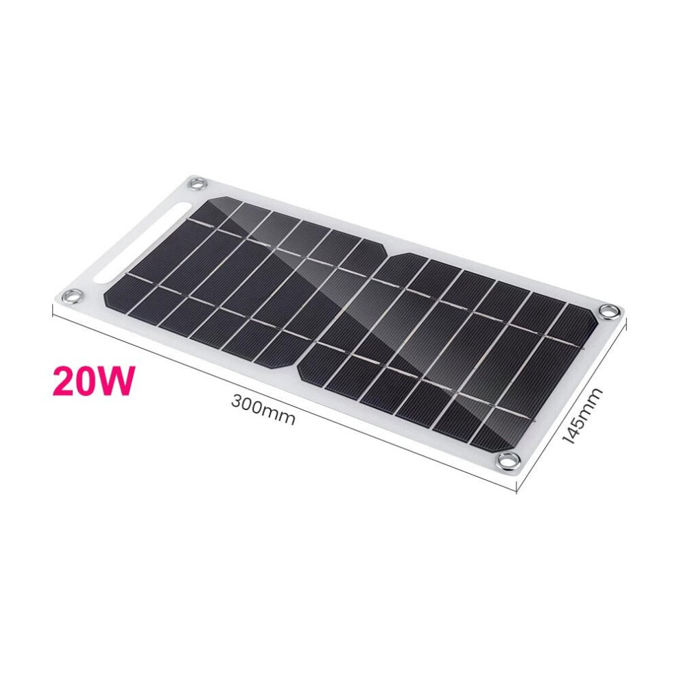 (20W) 30W Solar Panel 5V Polysilicon Flexible Portable Outdoor Waterproof Solar Cell Car Ship Camping Hiking Travel Cell Phone Charger