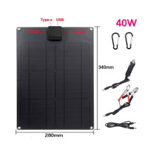 (40W) 30W Solar Panel 5V Polysilicon Flexible Portable Outdoor Waterproof Solar Cell Car Ship Camping Hiking Travel Cell Phone Charger