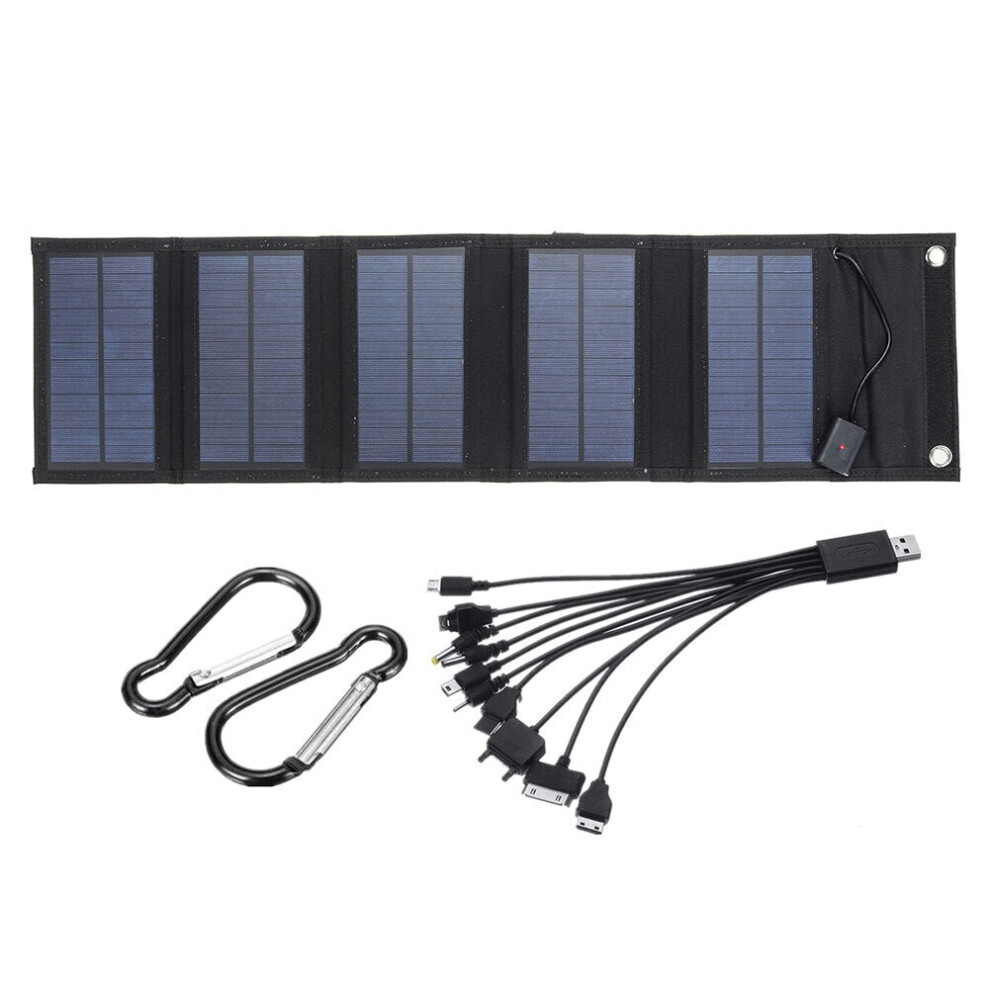 (15W 5V five fold) 30W 5V USB Solar Panel Pack Portable Waterproof Outdoor Camping Emergency Foldable Power Battery Cells Charger for Mobile Phone