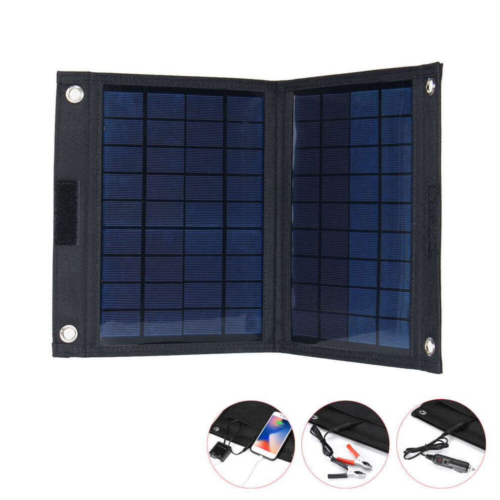 20W 18V Folding Solar Panel Charger USB Backpacking Power Bank Power Supply for Camping Travel