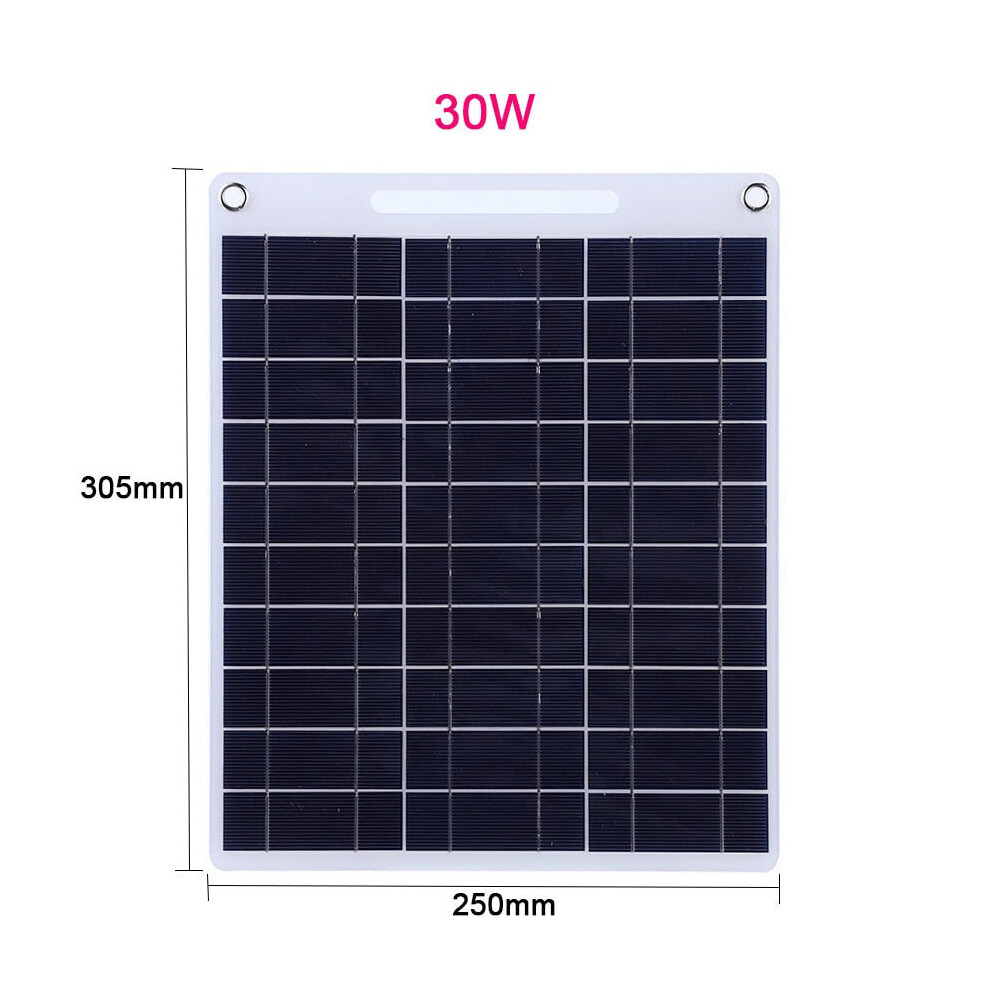 (30W) 30W Solar Panel 5V Polysilicon Flexible Portable Outdoor Waterproof Solar Cell Car Ship Camping Hiking Travel Cell Phone Charger