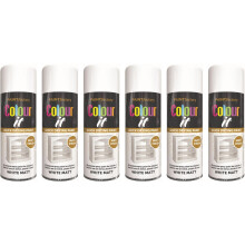 6 x 250ml COLOUR IT WHITE MATT SPRAY PAINT CAN DIY PLASTIC METAL WOOD
