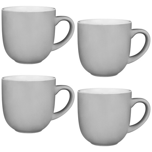 Set of 4 Grey Gloss Effect Tea Coffee Mugs Cups Kitchenware Hot Drink 350ml 1