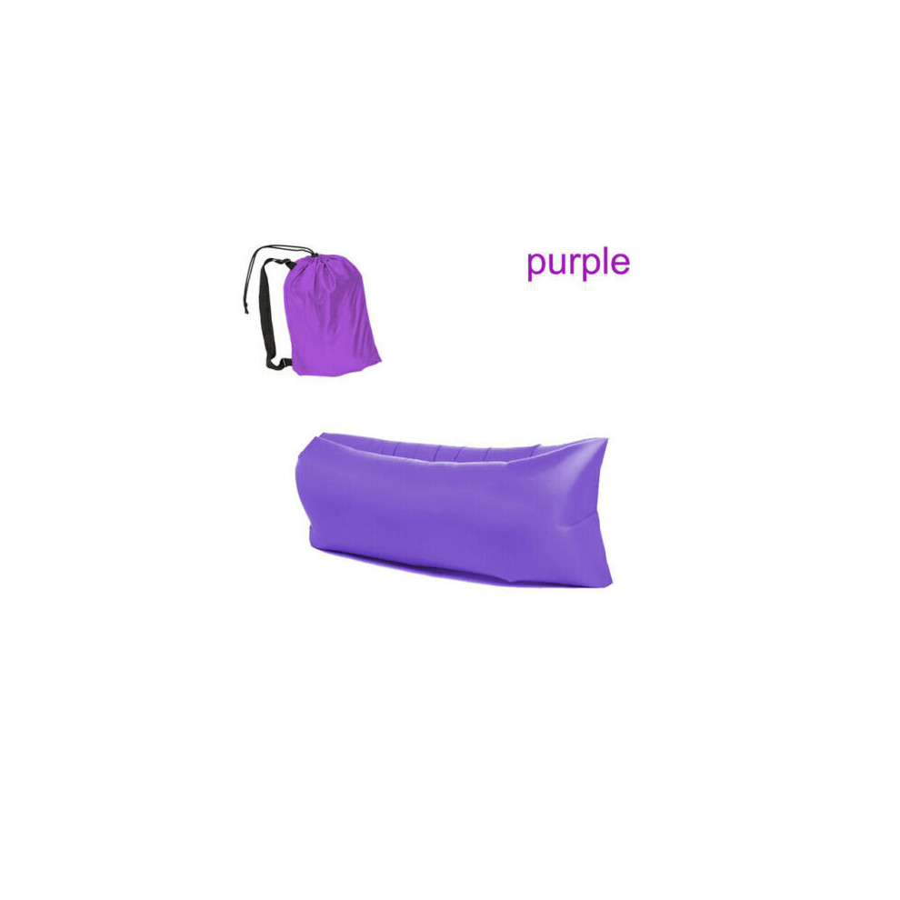 (Purple) Lazy Outdoor Inflatable Sofa Air Bed Lounger Sofa Sack Hangout Camping Beach Bag