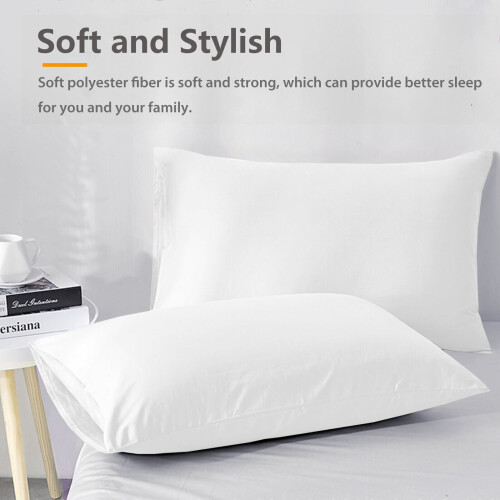 (White) Hotel Quality Pillowcases Pair Plain Dyed Microfiber Multi Colour Pillowcases 2