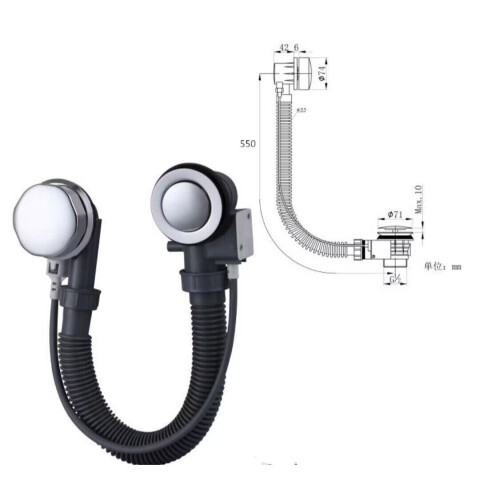 Ceramic bathtub drainage pipe accessories, rotary drain, copper plastic