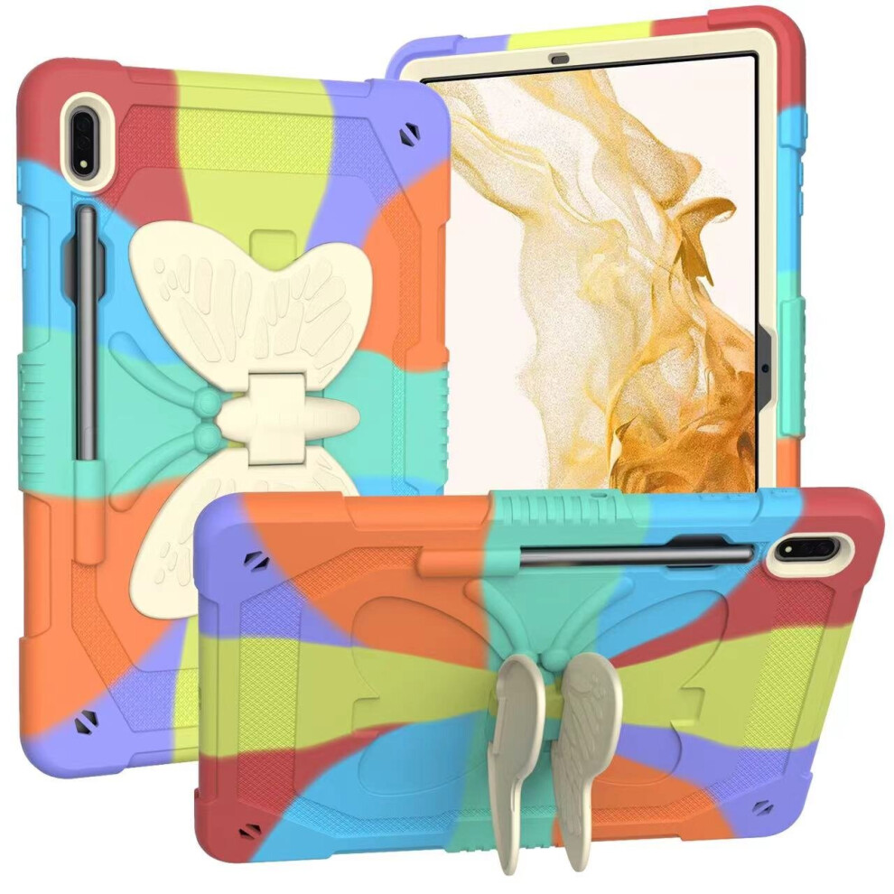 Butterfly Case Compatible With Ipad Air3/7Th/8Th/9Th Multicolour Rainbow With Strap Green 9145584620778