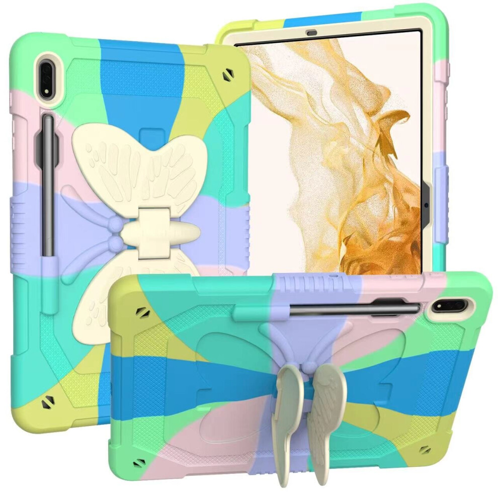Butterfly Case Compatible With Ipad Air3/7Th/8Th/9Th Multicolour Rainbow With Strap Purple 9145584620792