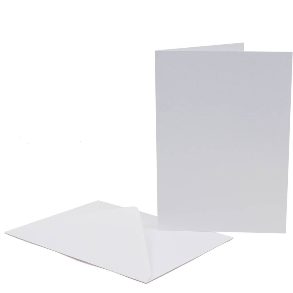 50 X 5x7inch WHITE BLANK CARDS 250gsm & ENVELOPES 100gsm CARD MAKING CRAFT 289