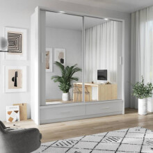 Arti 5A - 2 Sliding Door Wardrobe with 2 Mirrors 200cm in White Matt