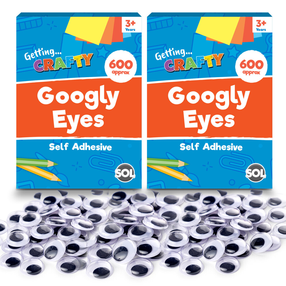 (1200 units (6 x 200pk)) 200-1200 Self Adhesive Googly Eyes Stick 7,11,15mm