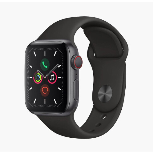 Refurbished Apple Apple Watch Series 5 Cellular 40mm GPS Space Grey Case Black Strap 1