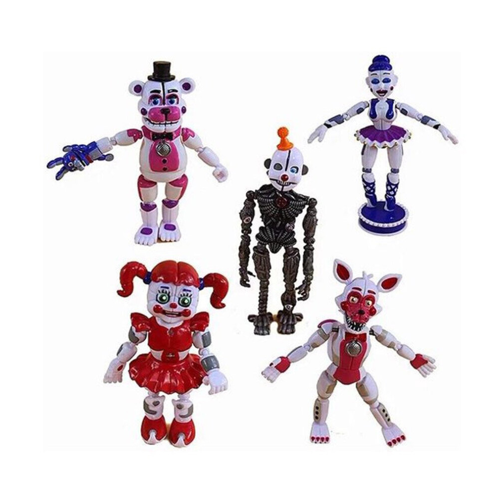 5Pcs / Set Five Nights At Freddy's FNAF 6'' Action Figures Sister Location Lightening Movable Joint Action Figures Gift Toys