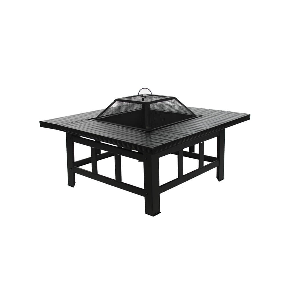 4 in 1 Square Fire Pit, BBQ Grill, Ice Cooler, & Tabletop