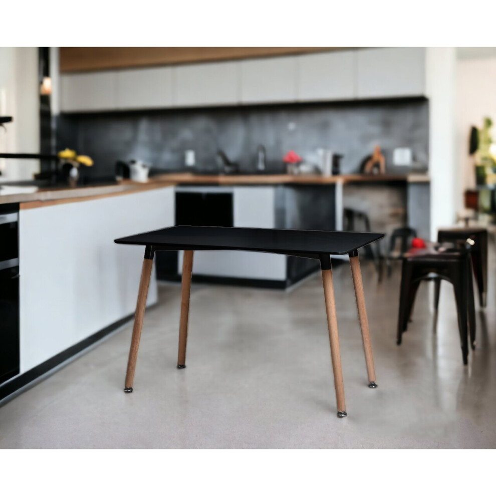 (Black) 4 or 6 Seater Rectangle Scandi Style Kitchen Table