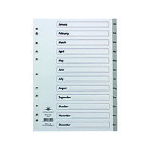Concord Index Pvc A4 Jan-Dec Grey