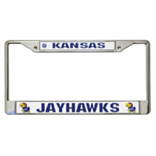 Kansas Jayhawks License Plate Frame Chrome w/Color Logo