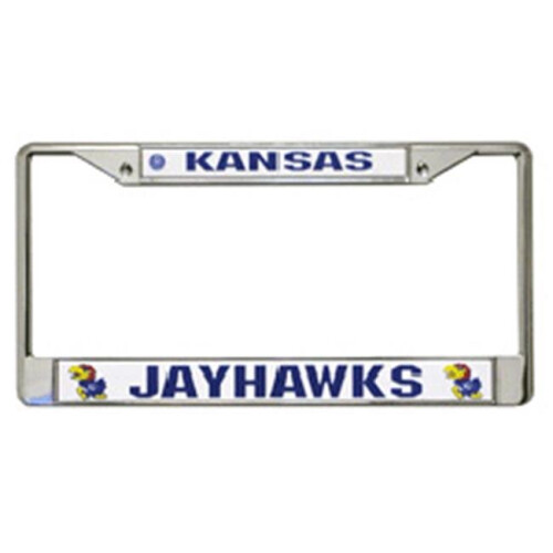 Kansas Jayhawks License Plate Frame Chrome w/Color Logo
